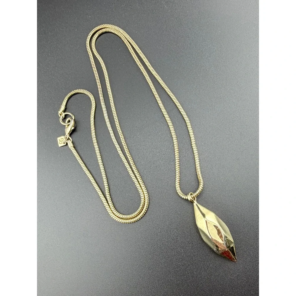 Banana Republic‎ Pendant Necklace 32in Gold Tone Geometric Snake Chain Long READ